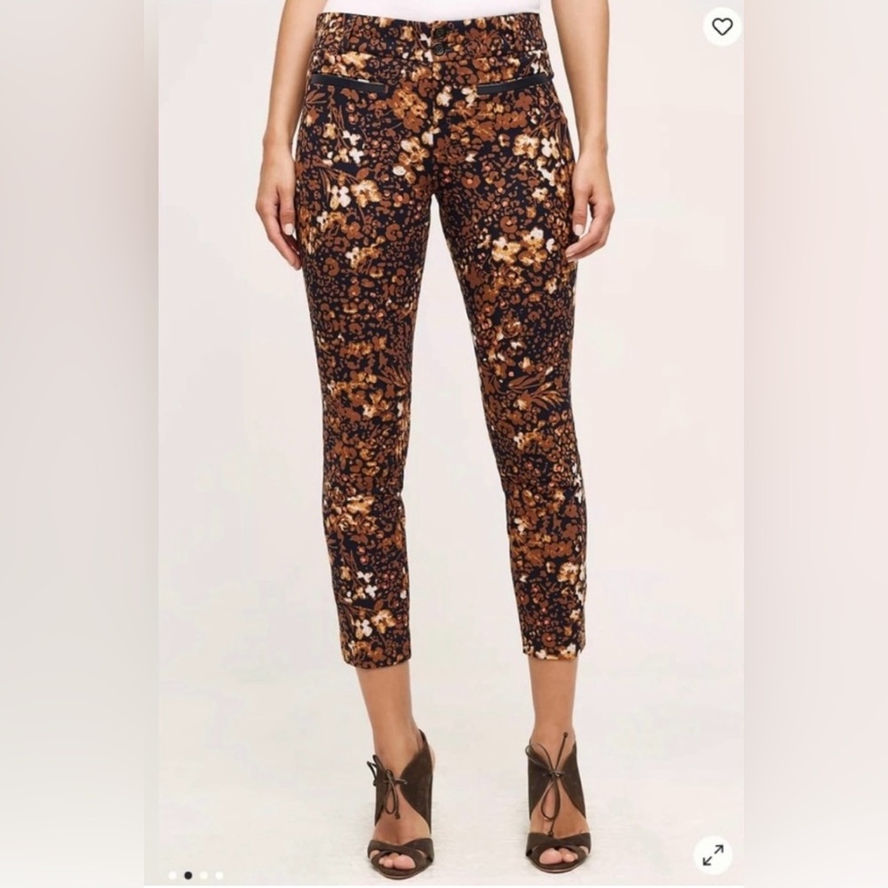 Anthropologie The Essential Slim Pants Floral & Leopard / Cheetah Print size 8P